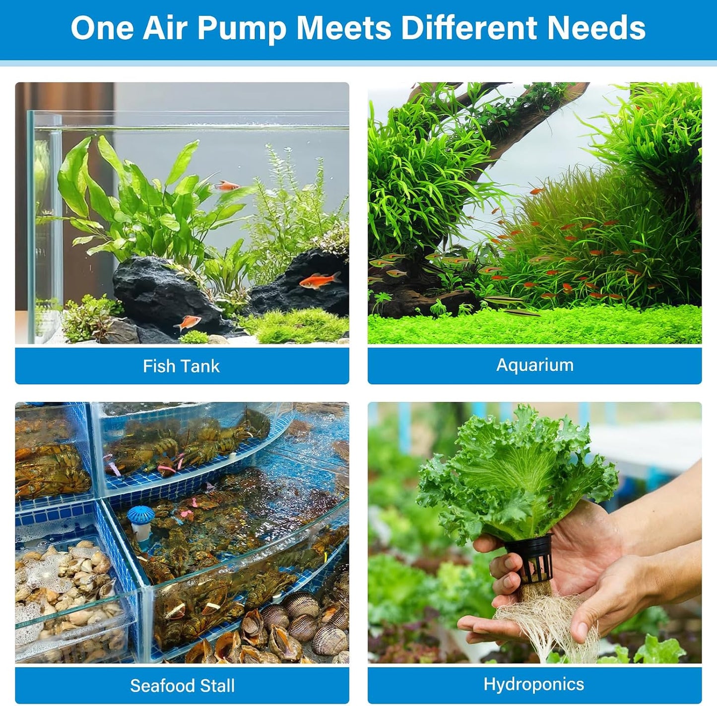 Hygger aquarium air pump side profile showing compact design