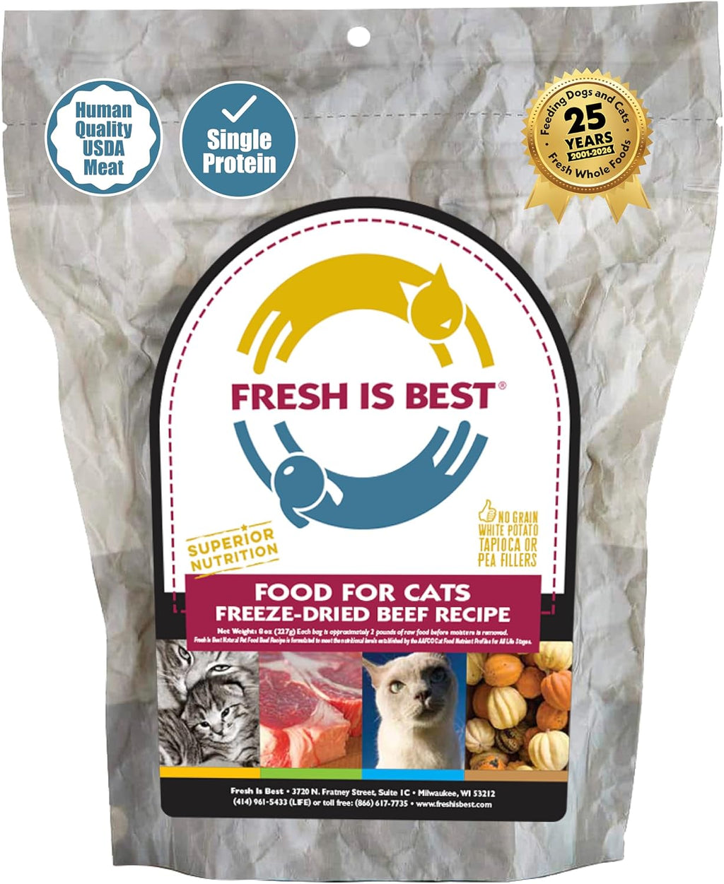 Fresh Is Best Chicken Freeze Dried Cat Food - Raw Cat Food for Kittens & Adult Felines - High-Protein Freeze Dried Raw Chicken in Resealable Zipper Bag - Made in the USA - 8 oz - Image 12