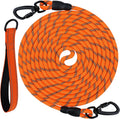 Joytale long dog leash orange front view showing thirty feet climbing rope