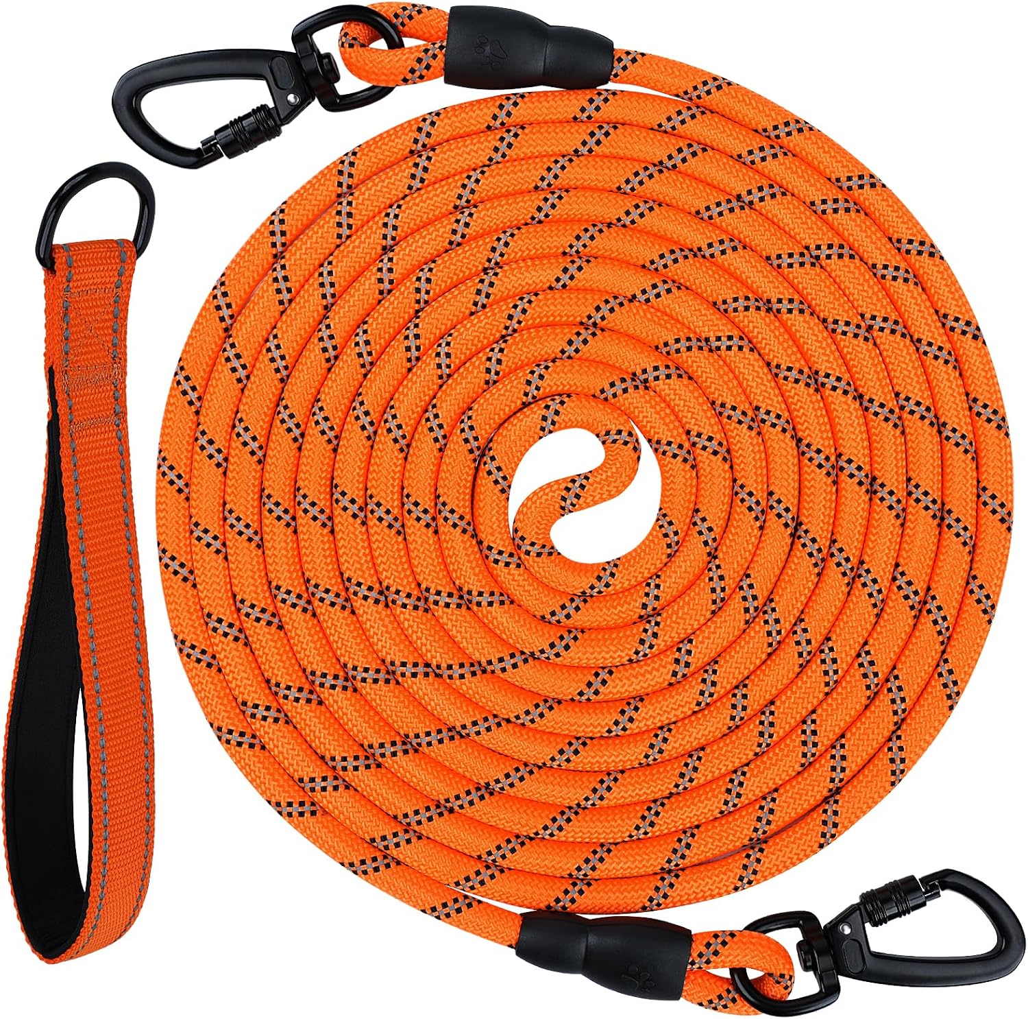 Joytale long dog leash orange front view showing thirty feet climbing rope