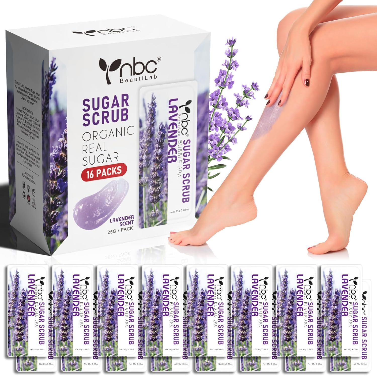 Nbc BeautiLab foot exfoliating sugar scrub box front view