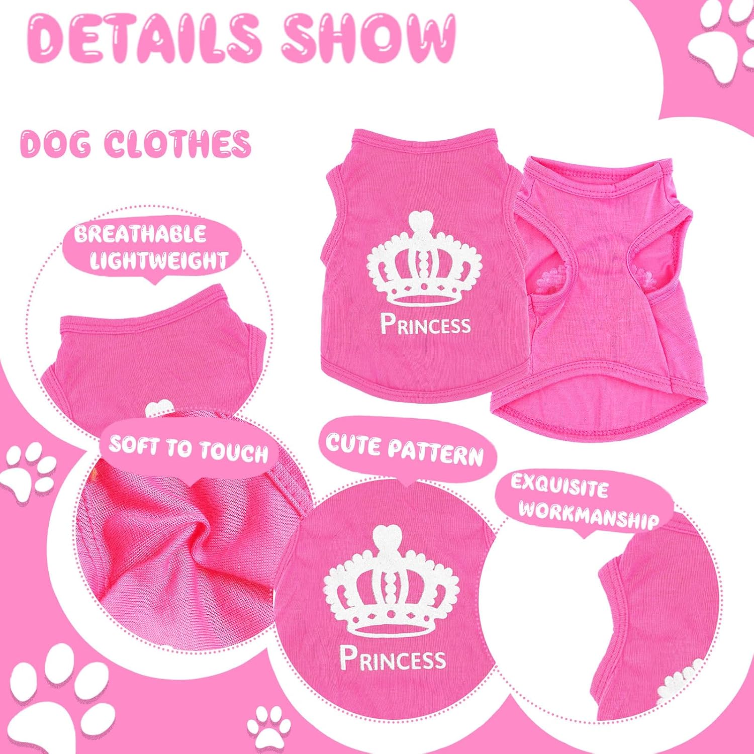 Folded set of four girl dog shirts for teacup breeds