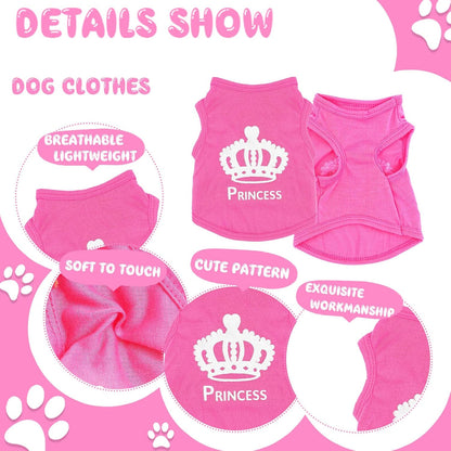 Folded set of four girl dog shirts for teacup breeds