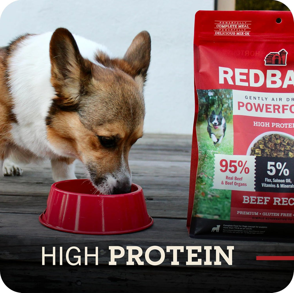 Redbarn powerfood air dried beef kibble alternative nutrition facts side panel