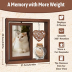 Double sided spinning tabletop photo display for cat loss sympathy gift.