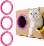 3-Pack Cat Self Groomer for Cardboard Box, DIY Grooming Brush Ring for Cat House Door Hole, Hands-Free Corner Scratching Brush for Removing Loose Hair & Shedding (Yellow) - Image 10