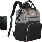Supromomi diaper bag backpack front view in black and grey