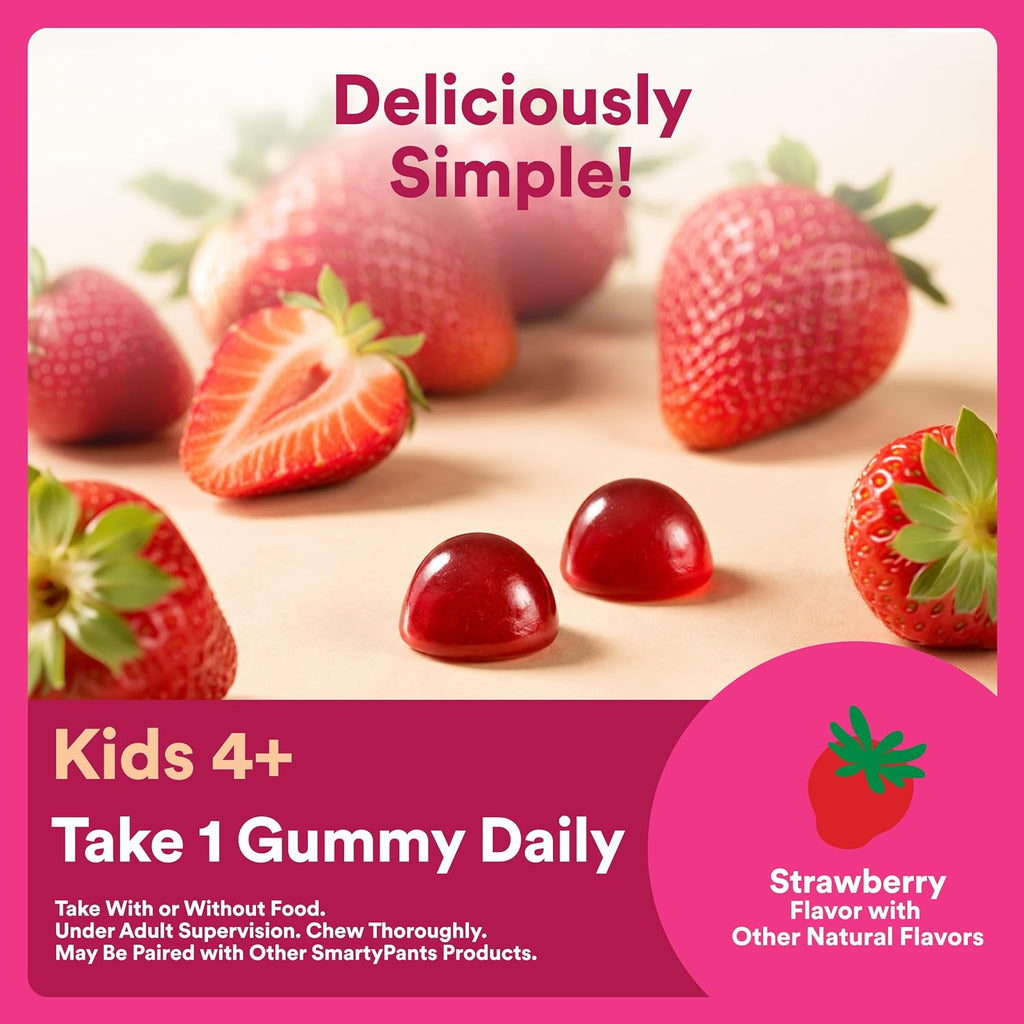 SmartyPants probiotic gummies bottle with certified purity seals