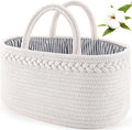 ABenkle baby diaper caddy front view in white cotton rope