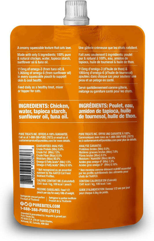 PureBites Plus Squeezables creamy cat treat nutritional benefits label