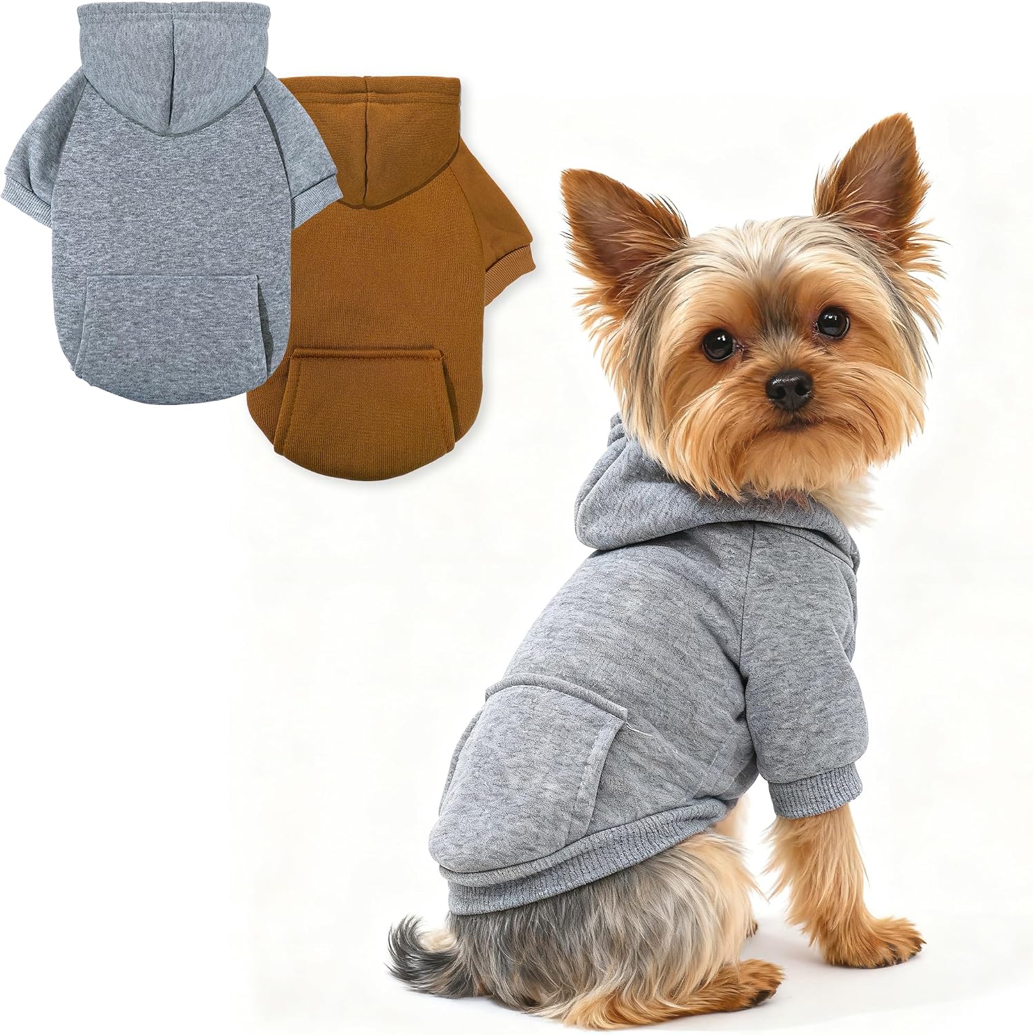 Dog Hoodie, Cute Sweaters for Small Dogs Girl, Classic Puppy Sweatshirt with Pocket Hood, Winter Puppy Clothes Girl with Fleece Lined, XXS Dog Clothes for Extra Small Doggie (1-3lbs), Pink+Rose - Image 11