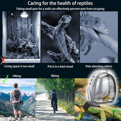 Bearded Dragon Carrier with Harness and Leash Set Large Small Animal Carrier Backpack Bubble Window Portable Small Pet Carrier for Reptile Lizard Rabbit Bird Guinea Pig Cat Travel Walking - Image 6