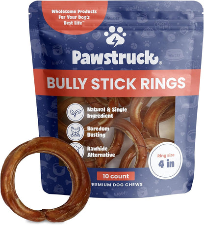 Pawstruck All-Natural 4" Bully Stick Rings for Dogs - Rawhide-Free, 100% Beef, Single Ingredient Dental Chew Bones - Fully Digestible, Low Odor - 3 Pack - Packaging May Vary - Image 11