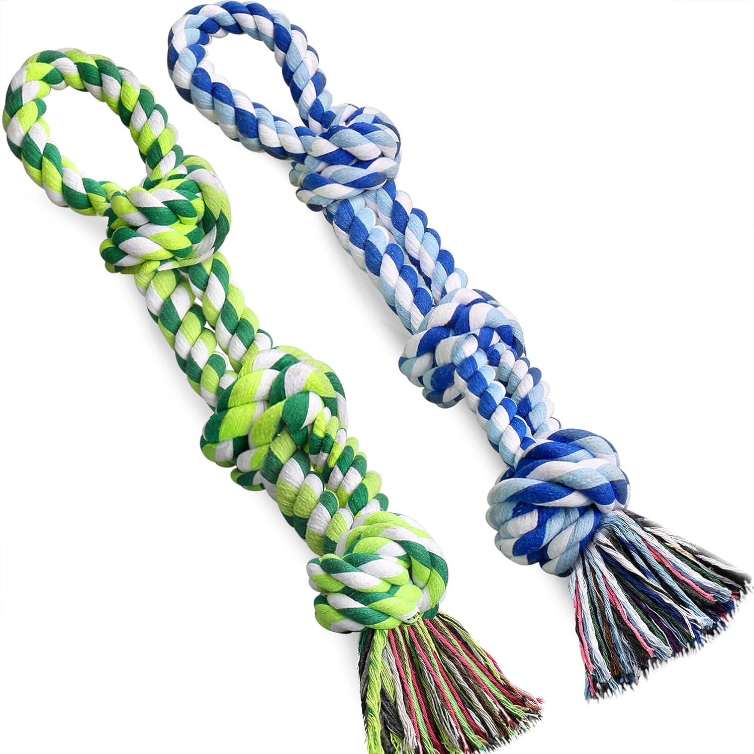 UPSKY dog rope toys two pack front view heavy duty cotton chew toys