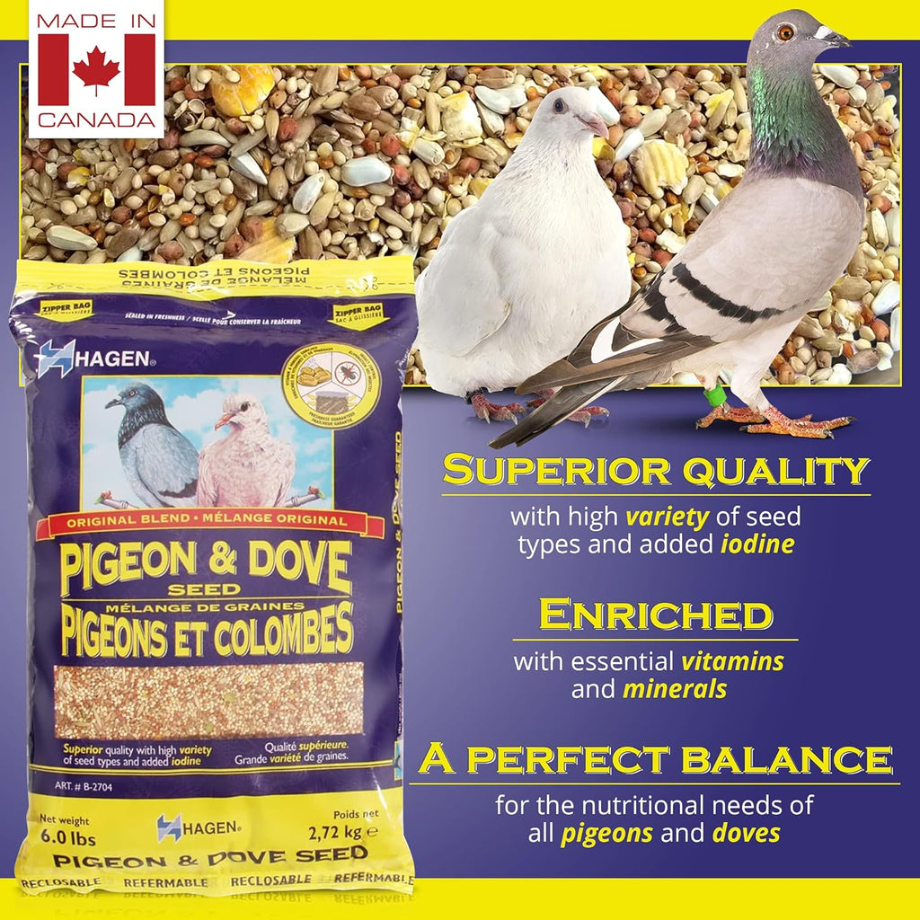 Hagen nutritionally complete pigeon and dove seed mix packaging details