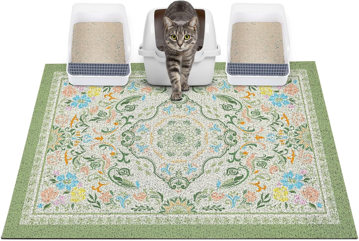 Glittme Cat Litter Mat with Non-Slip Bottom Litter Box Mat 33"X22" Litter Trapping Mat Easy to Clean Washable Cat Food Mat for Kitty,L - Image 14