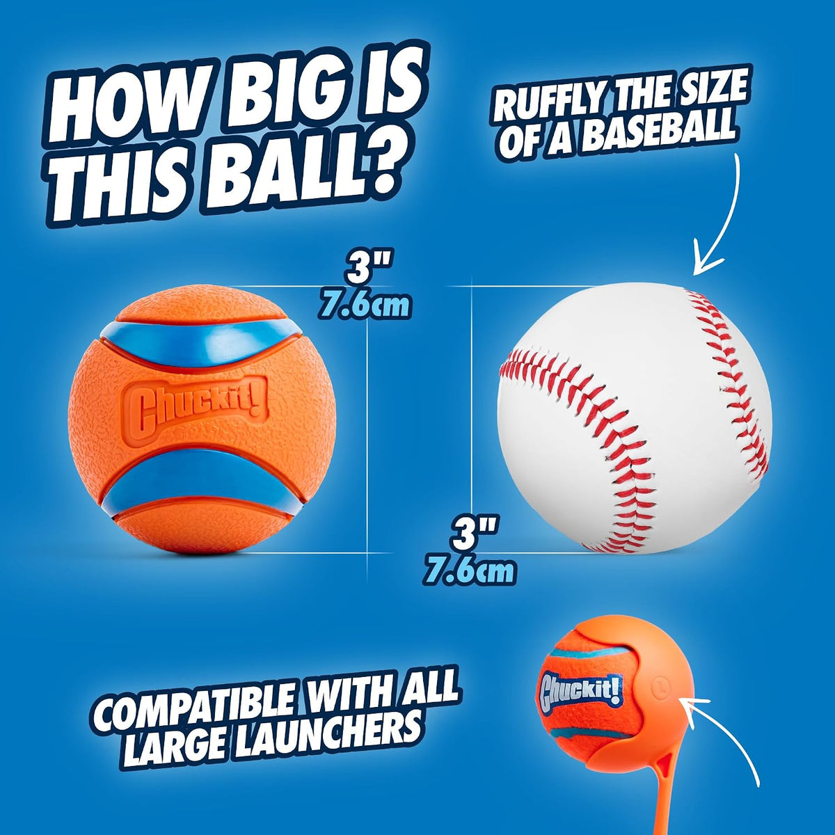 Chuckit! Ultra Ball orange and blue rubber texture