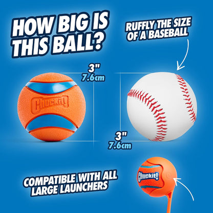 Chuckit! Ultra Ball orange and blue rubber texture