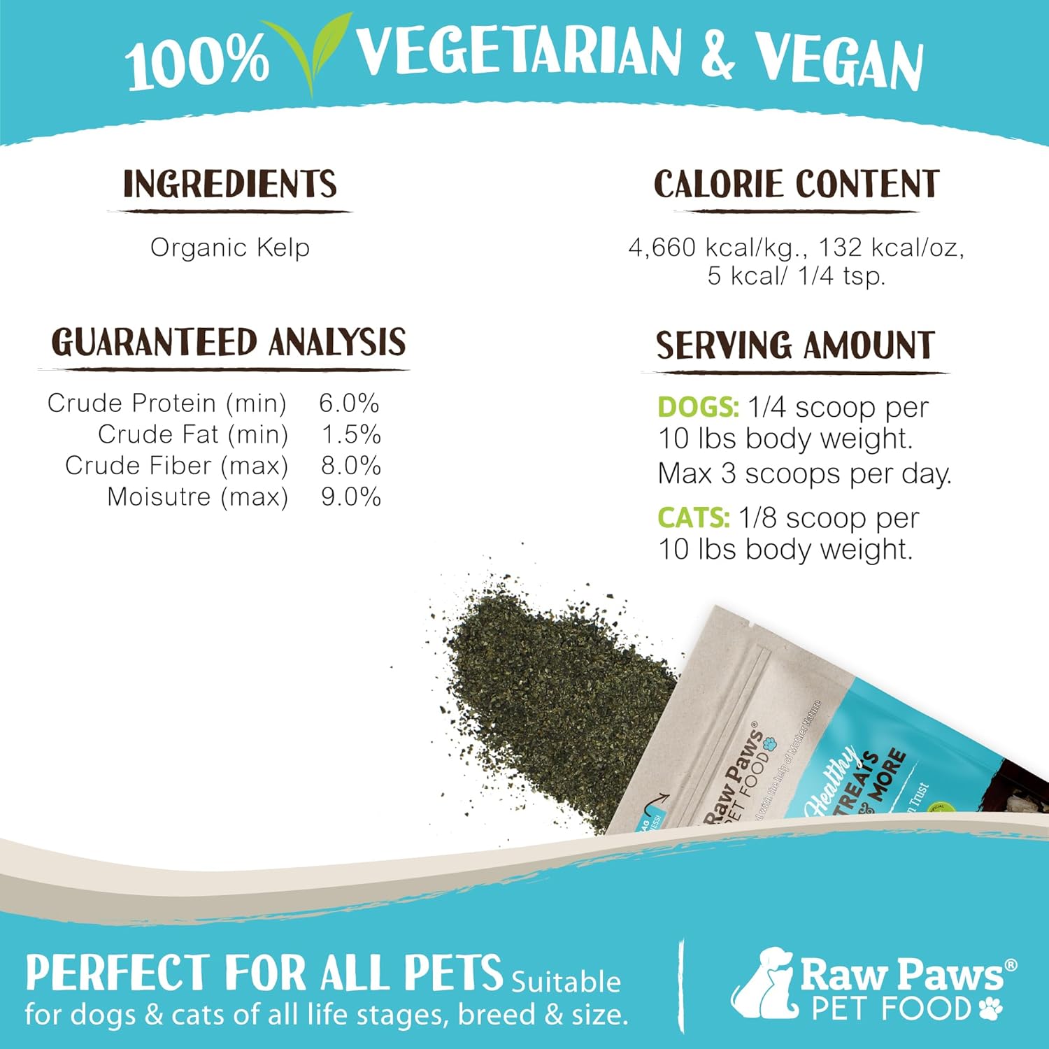 Raw Paws 16 Ounce organic kelp powder resealable bag