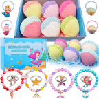 Usand mermaid bath bombs front view of the six piece gift set box