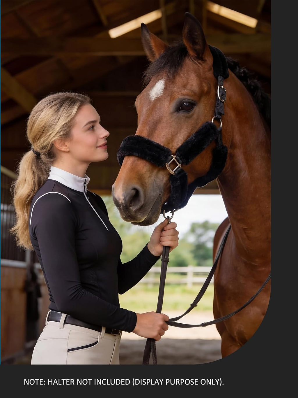 Removable machine washable equestrian fleece covers with touch tape fasteners.