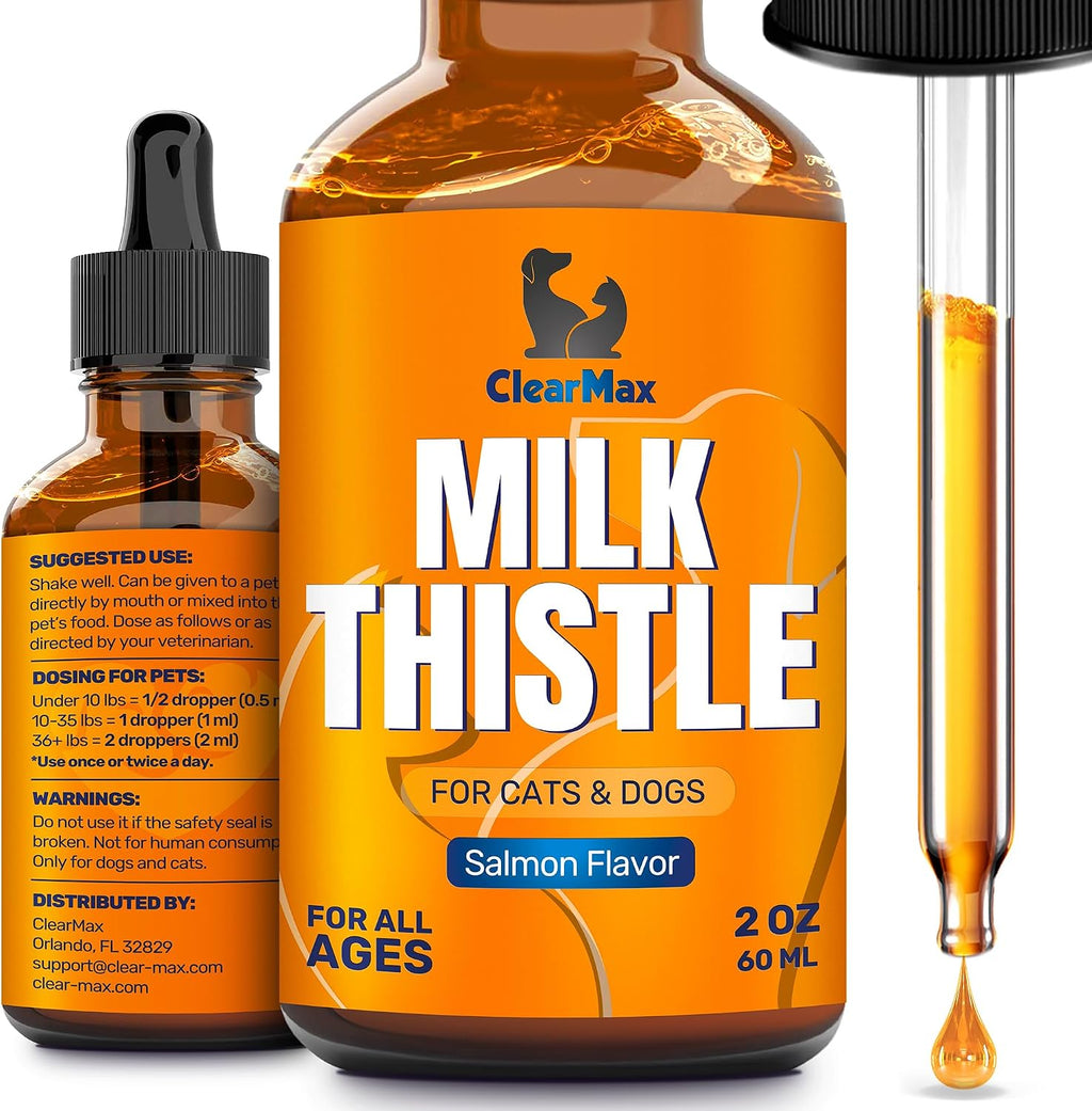 Clear Max Milk Thistle liquid pet drops front view for dog and cat liver support