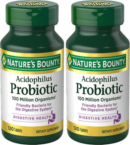 Nature's Bounty Lactobacillus Acidophilus Probiotic Supplement - Daily Probiotic for Women/Men Digestive Health, 100 Million Organisms, Vegetarian, 1 Serving per Day, 120 Tablets - Image 9