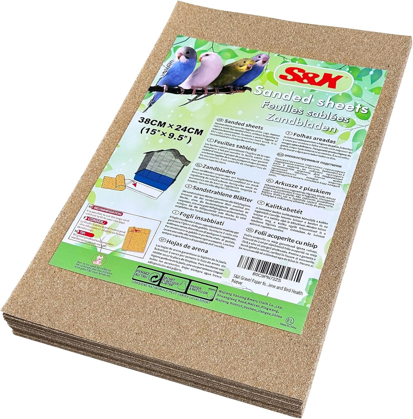S&X Gravel Paper for Bird Cage 30-Pack 15" x 9.5" Bird Cage Liners Disposable for Enhanced Hygiene and Bird Health - Image 1