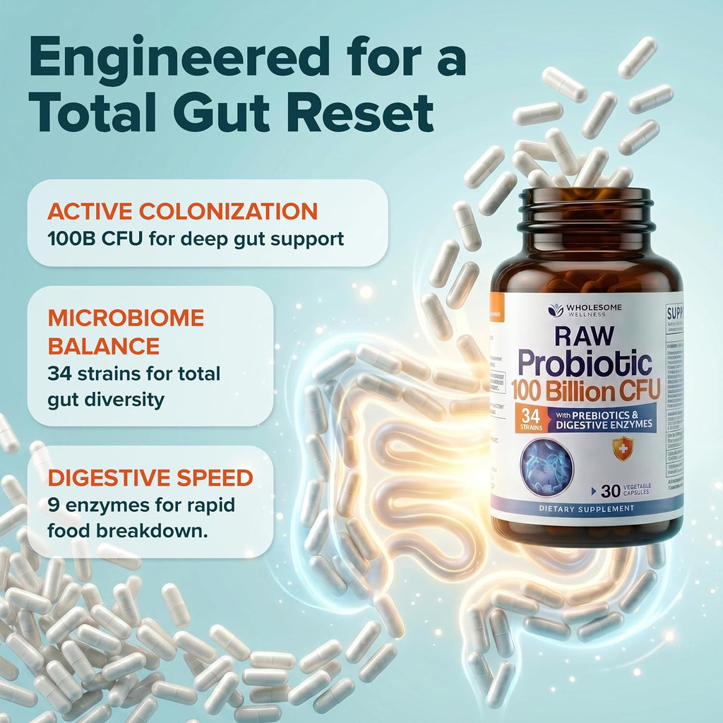 Wholesome Wellness Organic Raw Probiotics probiotic strains and enzyme breakdown