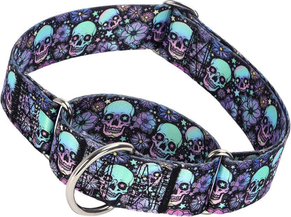 Maowuwujoz skulls martingale dog collar front view heavy duty training collar