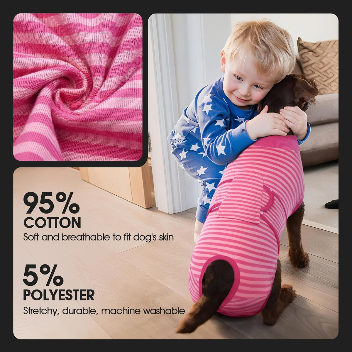 FUAMEY elastic anti licking pet recovery clothes back view details