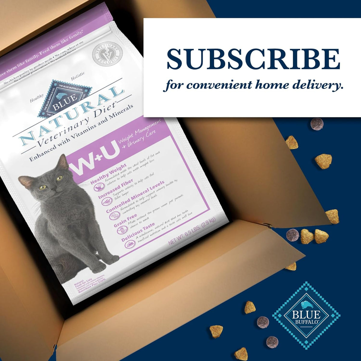 Blue Buffalo Natural Veterinary Diet W+U Weight Management + Urinary Care Dry Cat Food, Veterinarian Prescription Required, Chicken, 6.5-lb Bag - Image 10