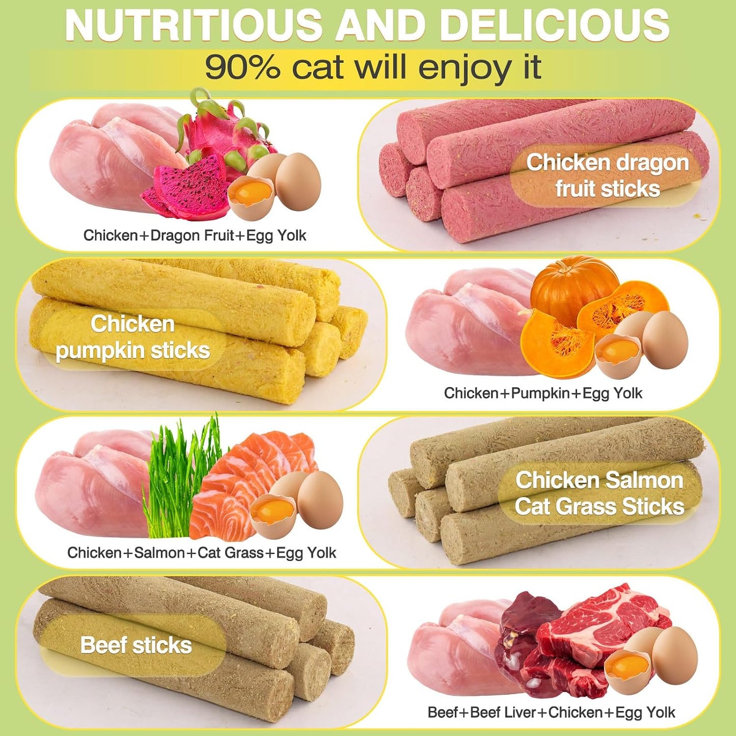 Four flavor variety pack freeze dried cat treats