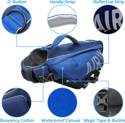 Waterproof 600D oxford cloth dog swimming vest close up material texture.