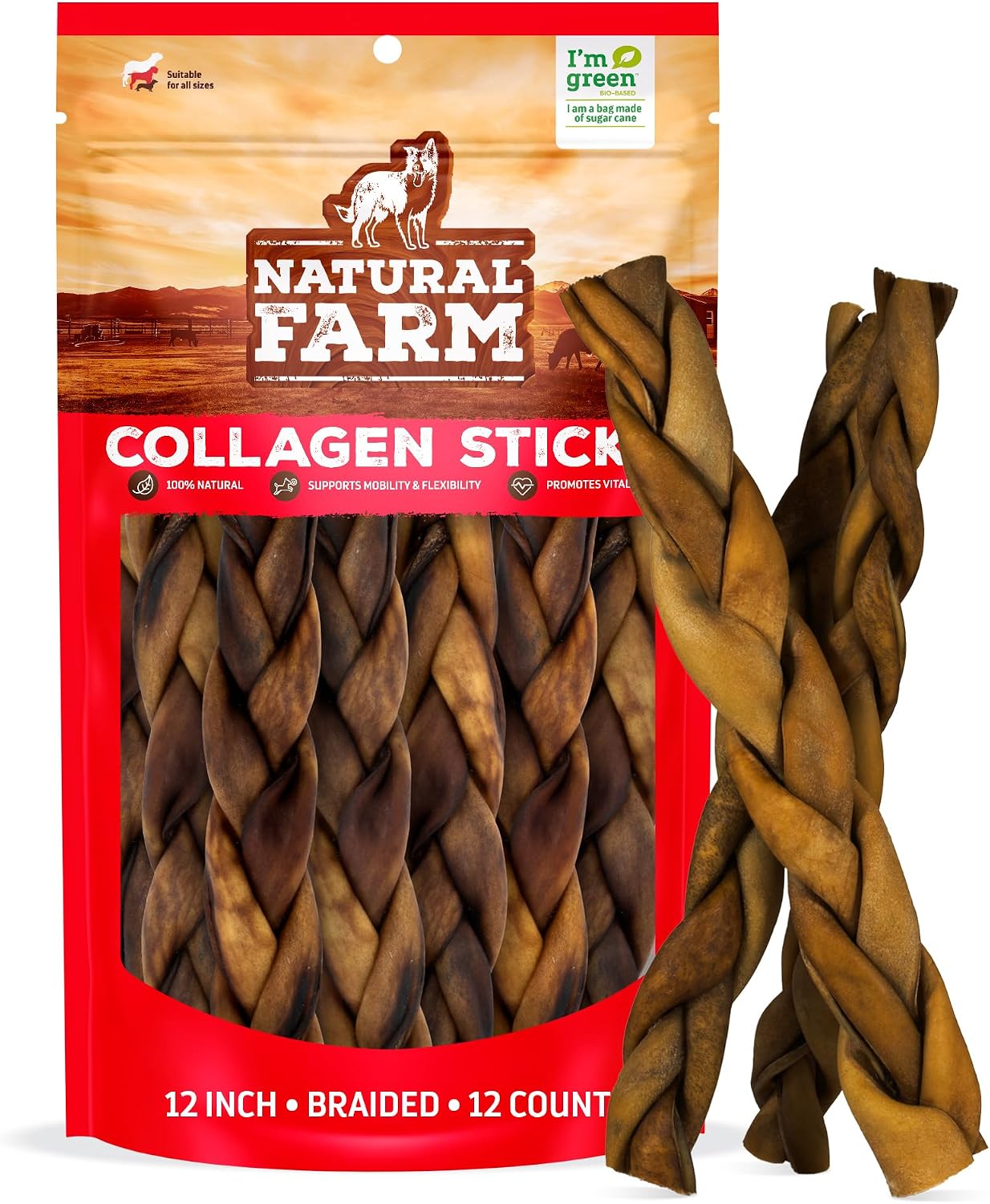 Natural Farm Braided Collagen Chews for Dogs (12 Inch, 6 Pack), Collagen Sticks, Natural Dog Chews, Long Lasting, for Small, Medium and Large Dogs, Odor-Free, Rawhide Alternative - Image 10