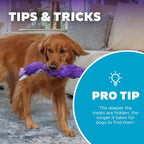 Top view of purple unicorn plush dog puzzle toy