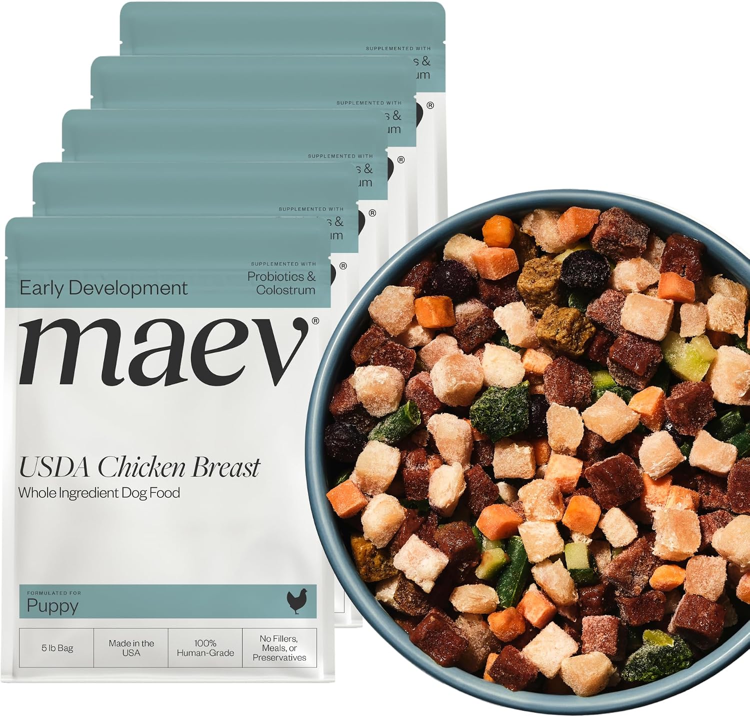 Maev Human-Grade Fresh-Frozen Chicken Puppy Food | High-Protein, Grain-Free, Whole Ingredient Raw Dog Food | Complete & Balanced for Growth with Colostrum & Probiotics | Made in USA | 10 lb - Image 12