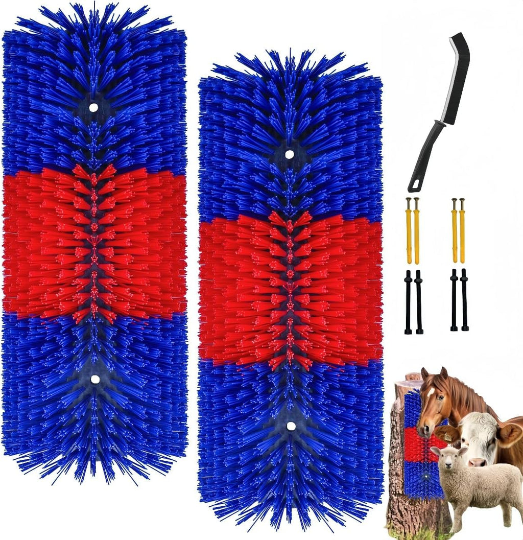 2PCS Livestock Scratching Brush, Goat Scratcher Post with Cleaning Brush, Grooming and Massage Brushes for Horse Cow Sheep, Animal Itch Relief and Back Scratcher - Image 9