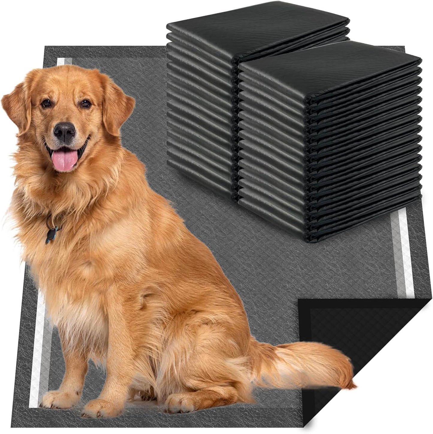 Dogcator Charcoal Dog Pee Pads front view showing the packaging of the thirty count training liners.