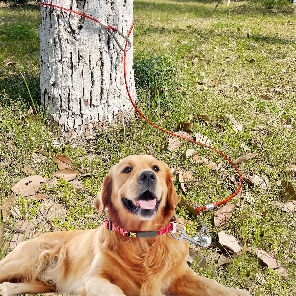 Mi Metty unchewable steel wire training lead emphasizing the three hundred and sixty degree rotatable swivel hook.