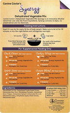 Canine Caviar Synergy dog food topper nutrition label