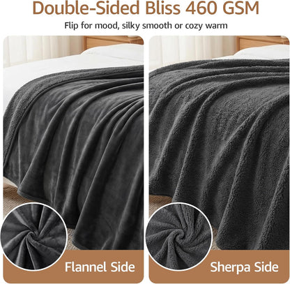 LOOBANI reversible bed blanket showing water droplets repelling off the protective flannel surface.