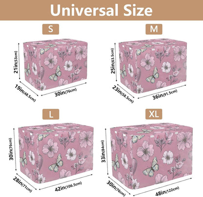Close up of breathable polyester material on pink heart flowers dog cage cover
