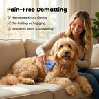 We Love Doodles long pin pet grooming brush angled view showing stainless steel pins