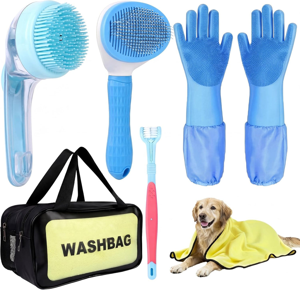Dog Washing Kit: Shampoo Brush, Hair Brush, Double-sided Washing Glove(6 Pcs) - Image 10
