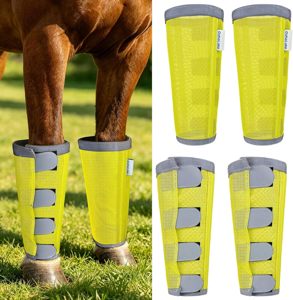 Reflective Horse Fly Boots Set of 4, Loose Fitting Leggings for Horses, Equine Fly Leg Wraps Socks for 4 Legs, Breathable Adjustable and Universal Fit, Reliable Stay Put and on (Blue) - Image 9