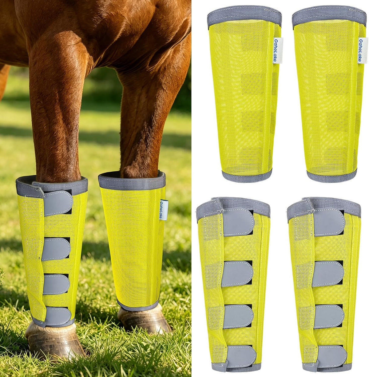 Reflective Horse Fly Boots Set of 4, Loose Fitting Leggings for Horses, Equine Fly Leg Wraps Socks for 4 Legs, Breathable Adjustable and Universal Fit, Reliable Stay Put and on (Blue) - Image 9
