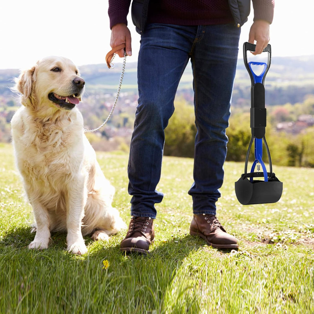 UPSKY foldable dog waste clean up tool large capacity jaw capacity demonstration for big and small pets