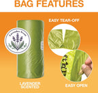 Heavy duty dog poop rolls showing three rolls forty five count