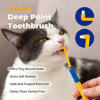 Close up of ultra soft PBT bristles on Pethroom toothbrush